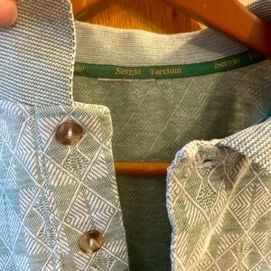 Sage Green patterned polo shirt Previously worn